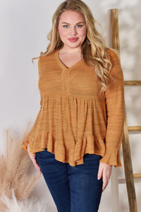 Thumbnail for Hailey & Co Full Size V-Neck Flounce Sleeve Blouse