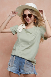 Thumbnail for BiBi Tied Ribbon One Shoulder Short Sleeve T-Shirt