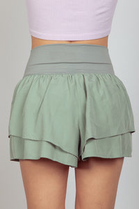 Thumbnail for VERY J V-Shaped High Waist Layered Active Shorts