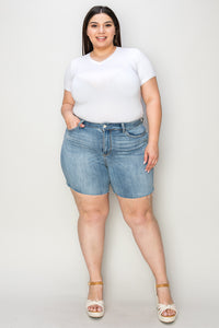 Thumbnail for Judy Blue Full Size High Waist Raw Hem Denim Shorts