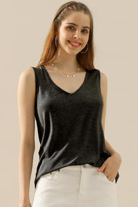 Thumbnail for Ninexis Full Size V-Neck Curved Hem Tank