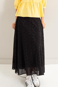 Thumbnail for HYFVE Eyelet High-Waist Midi Skirt