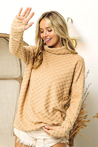 Thumbnail for BiBi Checkered Round Neck Thumbhole Long Sleeve Top