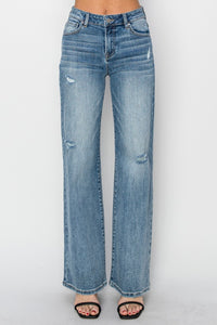 Thumbnail for RISEN Full Size High Waist Distressed Wide Leg Jeans