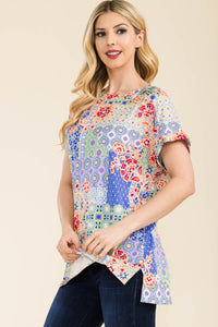 Thumbnail for Celeste Full Size Round Neck Short Sleeve Floral T-Shirt