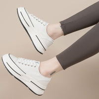 Thumbnail for Tied Round Toe Platform Sneakers