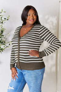 Thumbnail for Zenana Full Size Striped Snap Down Cardigan