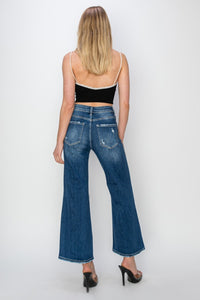 Thumbnail for Risen Full Size High Rise Patch Detailed Wide Leg Crop Jeans