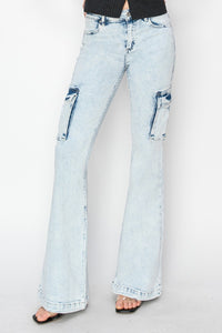 Thumbnail for RISEN Full Size High Rise Cargo Flare Jeans