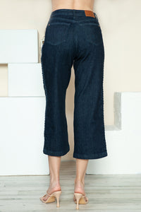 Thumbnail for Judy Blue Full Size Side Seam Braid Detail Crop Wide Leg Jeans