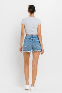 Thumbnail for Lovervet Stepped Waist Raw Hem Denim Shorts