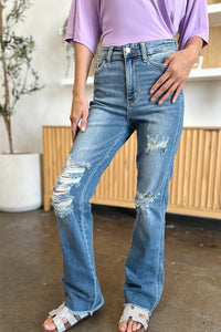 Thumbnail for Judy Blue Full Size Distressed Raw Hem Bootcut Jeans