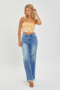 Thumbnail for RISEN Full Size High Rise Frayed Hem Wide Leg Jeans