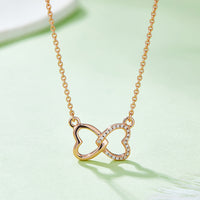 Thumbnail for Moissanite 925 Sterling Silver Heart Bow Necklace