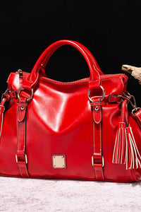 Thumbnail for PU Leather Handbag with Tassels