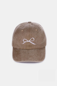 Thumbnail for Zenana Bow Embroidered Washed Cotton Caps