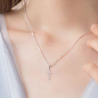 Thumbnail for 925 Sterling Silver Moissanite Cross Pendant Necklace