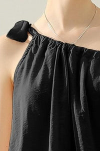 Thumbnail for Ninexis One Shoulder Bow Tie Strap Satin Silk Top