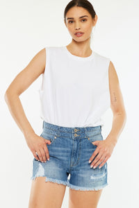 Thumbnail for Kancan Full Size High Rise Raw Hem Denim Shorts