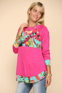 Thumbnail for Celeste Full Size Tropical Print Long Sleeve T-Shirt