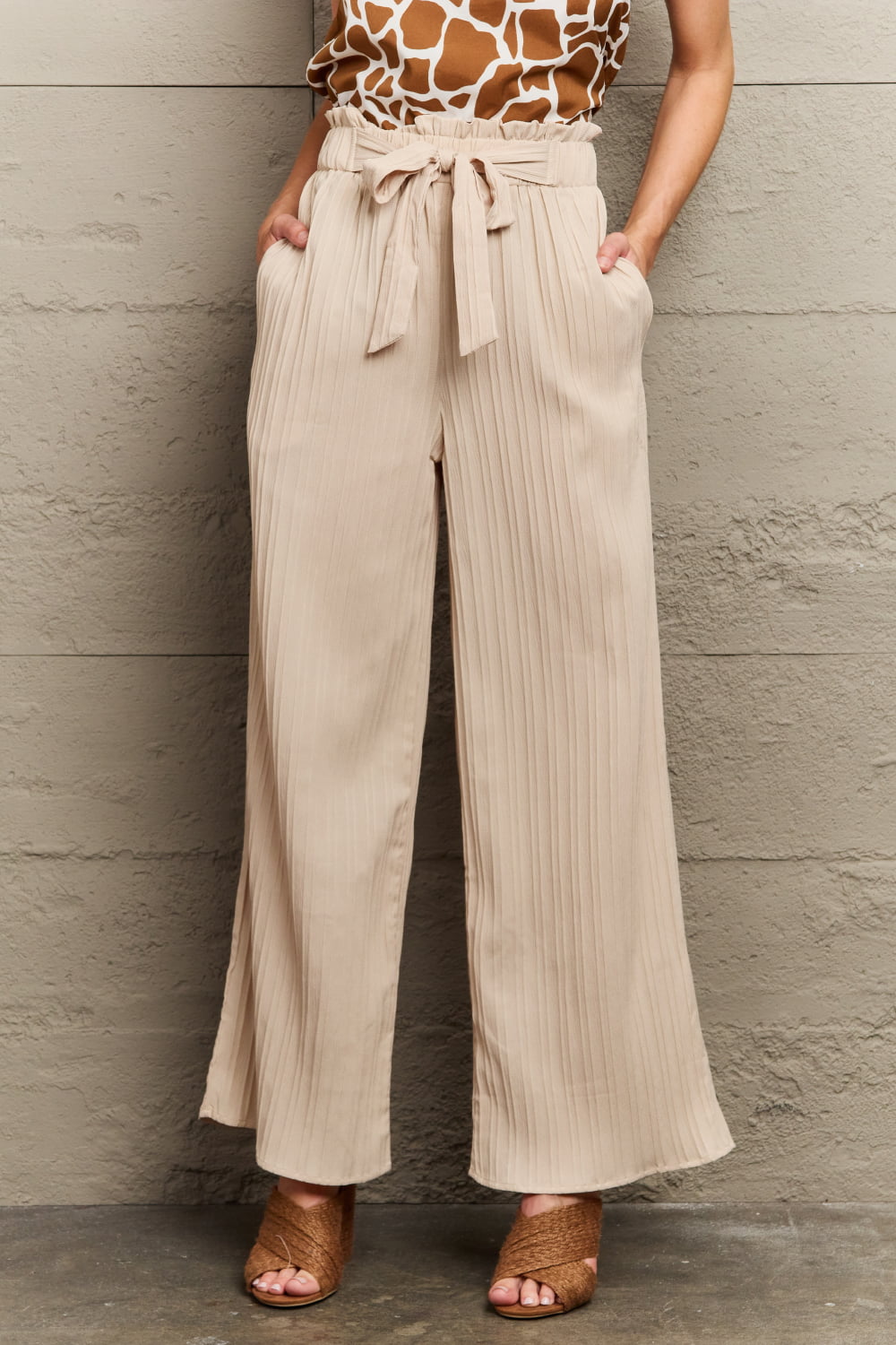 Perfee Tie Waist Long Pants