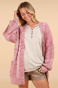 Thumbnail for VERY J Cable Knit Open Front Cardigan