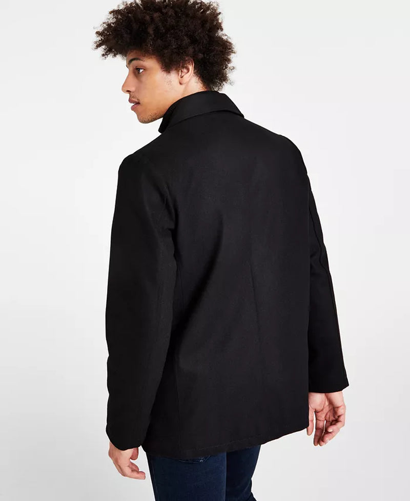 Men'S Double Breasted Wool Blend Peacoat with Bib