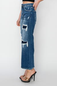 Thumbnail for Risen Full Size High Rise Patch Detailed Wide Leg Crop Jeans