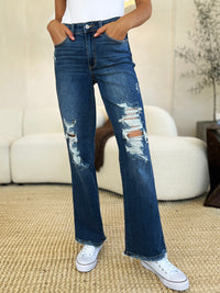 Thumbnail for Judy Blue Full Size Mid Rise Distressed Raw Hem Jeans