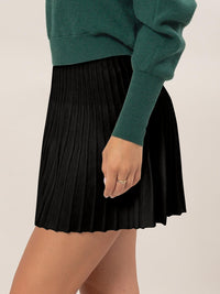 Thumbnail for HYFVE High Waist Knit Pleated Flare Mini Skirt