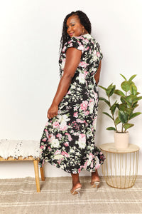 Thumbnail for Perfee Floral Flutter Sleeve Tie-Waist Split Dress