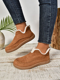 Thumbnail for Faux Fur Round Toe Flat Sneakers