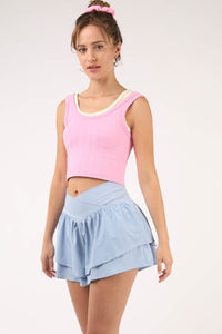 Thumbnail for VERY J V-Shaped High Waist Layered Active Shorts