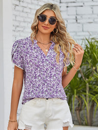 Thumbnail for Mandy Floral Notched Neck Blouse