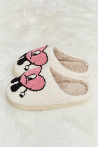 Thumbnail for Melody Love Heart Print Plush Slippers