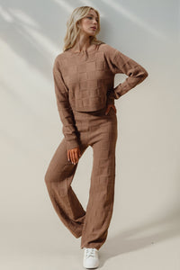 Thumbnail for Double Take Full Size Checkered Round Neck Top and Pants Set