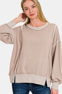 Thumbnail for Zenana Washed Exposed-Seam Sweatshirt