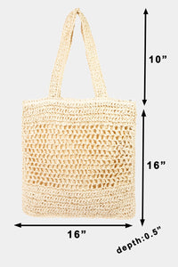 Thumbnail for Fame Straw-Paper Crochet Tote Bag