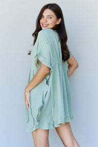 Thumbnail for Ninexis Out Of Time Full Size Ruffle Hem Dress with Drawstring Waistband in Light Sage