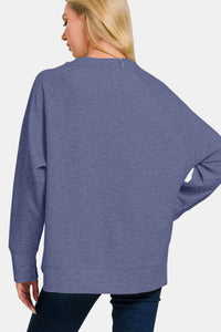 Thumbnail for Zenana Scuba Round Neck Side Slit Sweatshirt