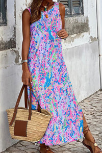 Thumbnail for Slit Printed Wide Strap Midi Dress