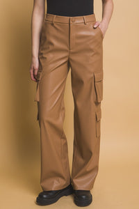 Thumbnail for Love Tree PU Leather Cargo Pants