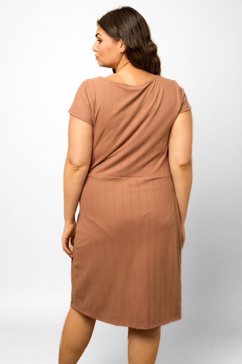 Plus Size Short Sleeve Side Waist Tie Dress