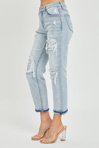 Thumbnail for RISEN Mid-Rise Sequin Patched Jeans