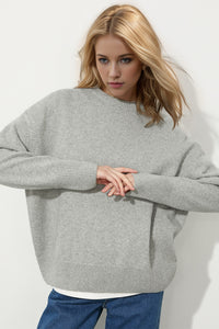 Thumbnail for Basic Bae Round Neck Dropped Shoulder Long Sleeve Sweater