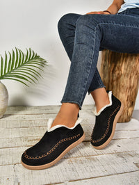 Thumbnail for Faux Fur Round Toe Flat Sneakers