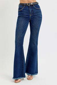 Thumbnail for RISEN Tummy Control Frayed Hem Flare Jeans