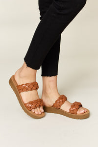 Thumbnail for WILD DIVA Woven Dual Band Platform Sandals