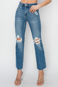 Thumbnail for RISEN High Rise Distressed Ankle Jeans