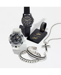 Thumbnail for Men'S Chronograph Black Silicone Strap Watch 45Mm Gift Set